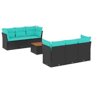 vidaXL Salon de jardin 7 pcs avec coussins noir r&eacute;sine tress&eacute;e