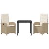 vidaXL Ensemble de salle &agrave; manger pour jardin 3 pcs Beige polyrotin