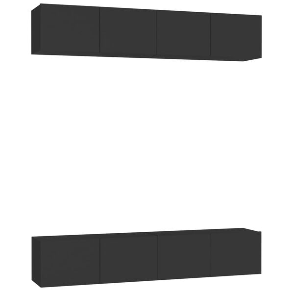 vidaXL Meubles TV 4 pcs Noir 80x30x30 cm Bois d'ing&eacute;nierie