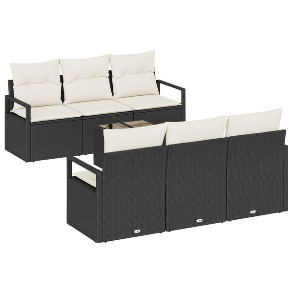 vidaXL Ensemble de Canap&eacute;s 7 pcs Noir et Cr&egrave;me polyrotin