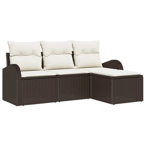 vidaXL Ensemble de Canap&eacute;s 4 pcs Marron et blanc polyrotin