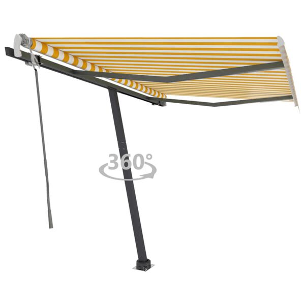 vidaXL Auvent manuel r&eacute;tractable sur pied 300x250 cm Jaune/Blanc
