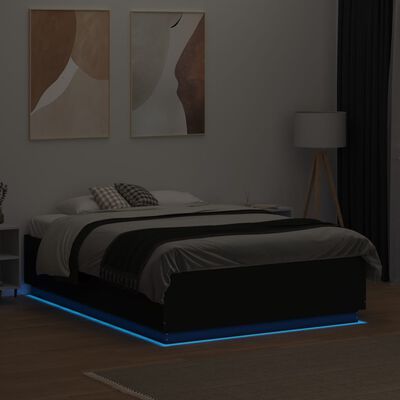 vidaXL Cadre de lit avec LED sans matelas noir 120x190 cm