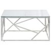 vidaXL Table basse argent&eacute; acier inoxydable et verre tremp&eacute;