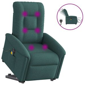 vidaXL Fauteuil inclinable de massage &eacute;lectrique Vert fonc&eacute; Tissu