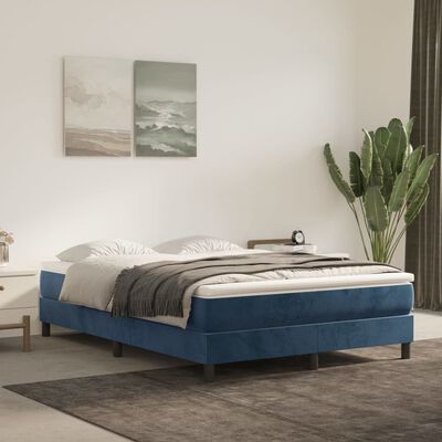 vidaXL Sommier à lattes de lit et matelas Bleu foncé 140x190cm Velours