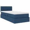 vidaXL Lit avec rangement et LED avec matelas Bleu 90 x 190 cm tissu