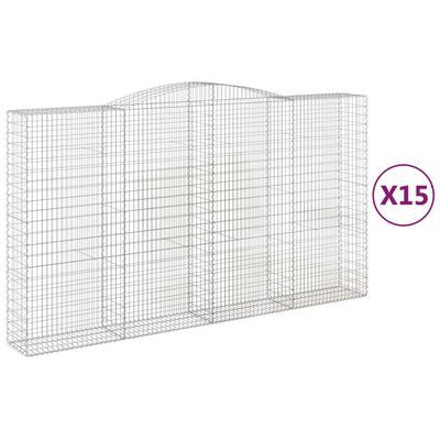 vidaXL Paniers à gabions arqués 15 pcs 400x50x220/240 cm Fer galvanisé