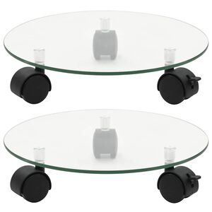 vidaXL Porte-plantes roulant 2 pcs Verre tremp&eacute; 28 cm Rond