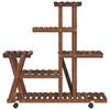 vidaXL Support &agrave; fleurs avec roues 95x25x101 cm bois massif de sapin