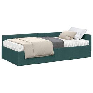 vidaXL Cadre de lit d'angle avec matelas Autre 2 pcs Vert tissu