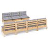 vidaXL Salon de jardin 8 pcs avec coussins gris Bois de pin