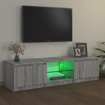 vidaXL Meuble TV avec lumières LED Sonoma gris 140x40x35,5 cm