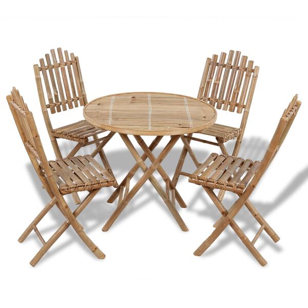 vidaXL Ensemble &agrave; manger d'ext&eacute;rieur pliable 5 pcs Bambou
