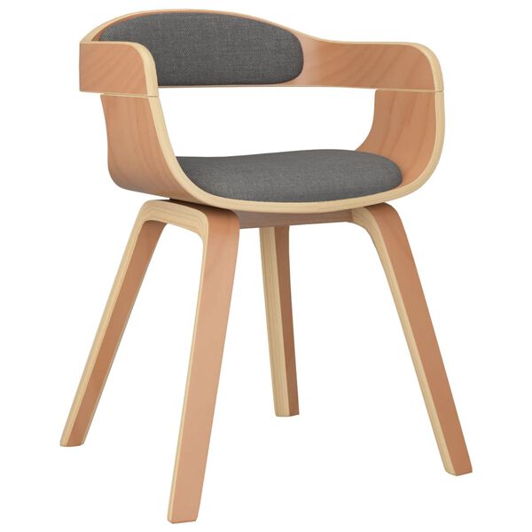 vidaXL Chaise &agrave; manger Gris clair Bois courb&eacute; et tissu