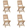 vidaXL Chaises pliantes 4 pi&egrave;ces avec coussins en bois d'acacia massif