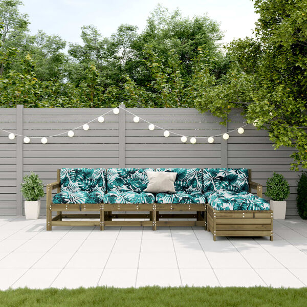 vidaXL Salon de jardin 5 pcs avec coussins bois de pin impr&eacute;gn&eacute;
