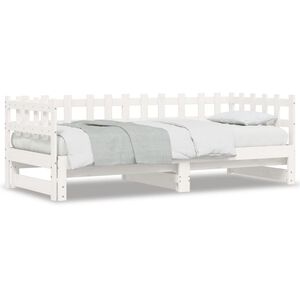 vidaXL Lit coulissant sans matelas blanc 2x(80x200) cm Bois massif