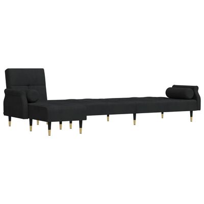 vidaXL Canapé-lit en forme de L noir 271x140x70 cm velours