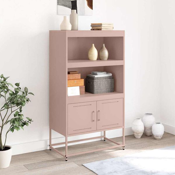 vidaXL Buffet haut rose 68,5x38,5x123,5 cm acier