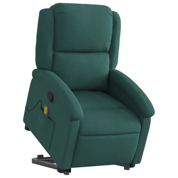 vidaXL Fauteuil inclinable de massage Vert fonc&eacute; Tissu