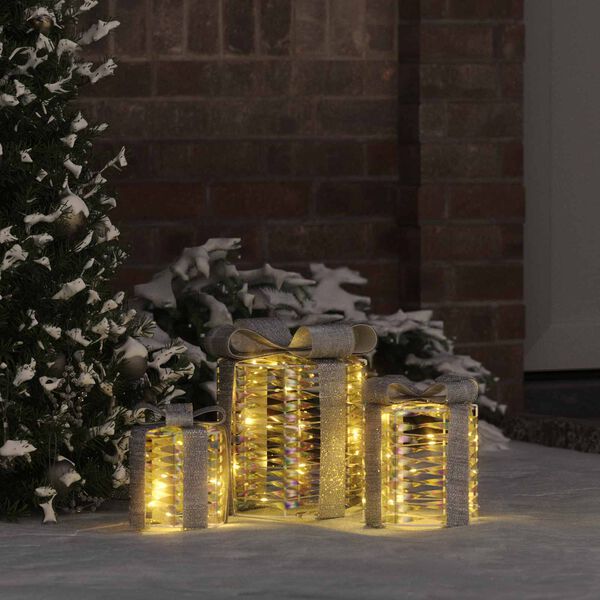 vidaXL D&eacute;coration de bo&icirc;te cadeau 3 pcs 20 x 20 x 20 cm PET
