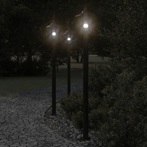 vidaXL Lampadaires d'ext&eacute;rieur 3 pcs noir 120 cm acier inoxydable