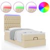 vidaXL Lit ottoman avec matelas et LED cr&egrave;me 90x200 cm tissu