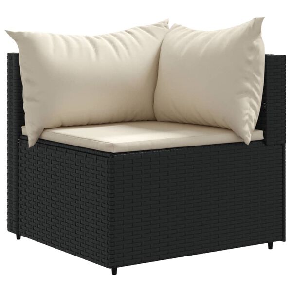 vidaXL Salon de jardin 11 pcs avec coussins noir r&eacute;sine tress&eacute;e