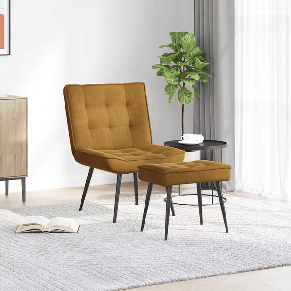 vidaXL Chaise de relaxation avec tabouret Marron Velours