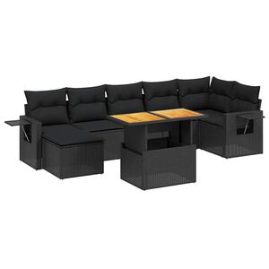 vidaXL Salon de jardin 8 pcs avec coussins noir r&eacute;sine tress&eacute;e
