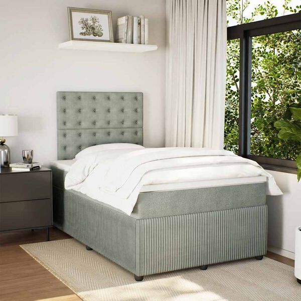 vidaXL Sommier &agrave; lattes de lit et matelas gris clair 120x190cm velours