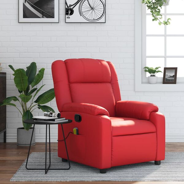 vidaXL Fauteuil de massage inclinable rouge similicuir