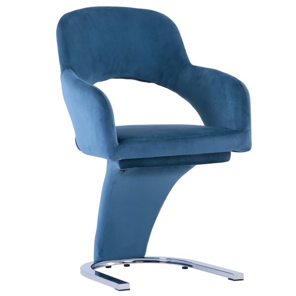 vidaXL Chaises &agrave; manger lot de 2 Bleu Velours