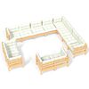 vidaXL Salon de jardin 12 pcs avec coussins cr&egrave;me Bois de pin massif