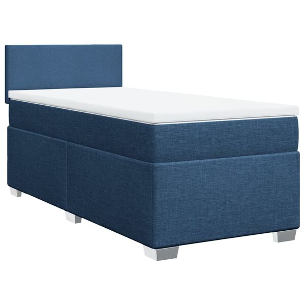 vidaXL Sommier &agrave; lattes de lit avec matelas Bleu 90x200 cm Tissu