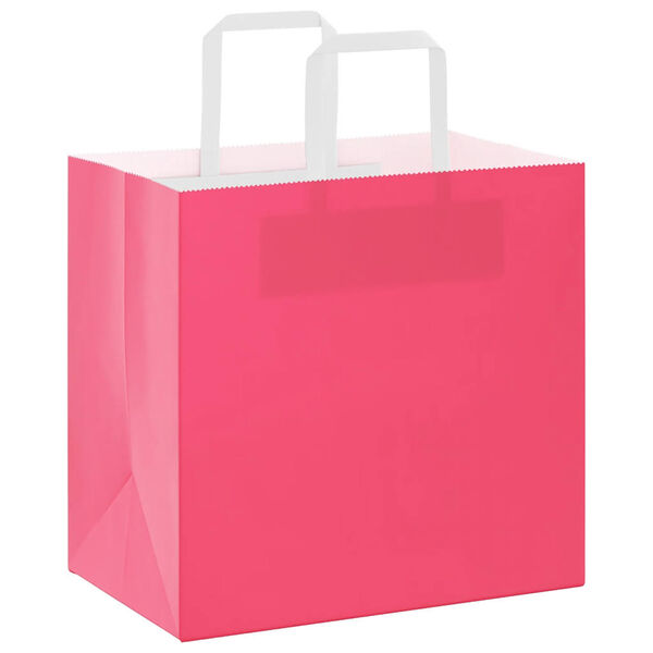 vidaXL Sacs en papier 50 pcs avec poign&eacute;es rose 26x17x25 cm