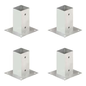 vidaXL Ancres de poteau 4 pcs M&eacute;tal galvanis&eacute; 71 mm