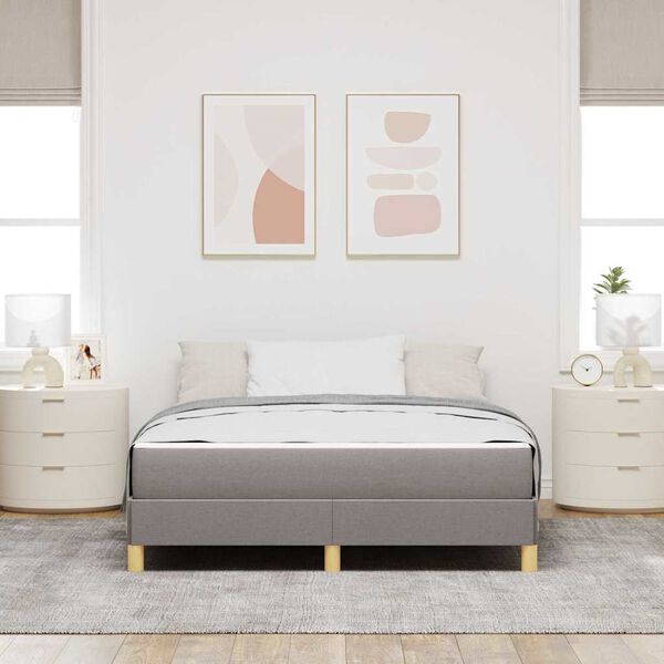 vidaXL Lit &agrave; ressorts avec matelas Taupe 160 x 200 cm tissu