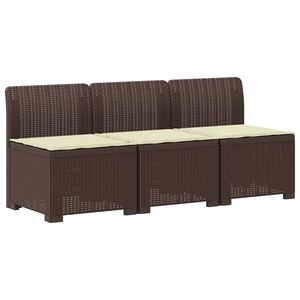 vidaXL Canap&eacute; de jardin 3 places avec coussins look rattan PP Marron