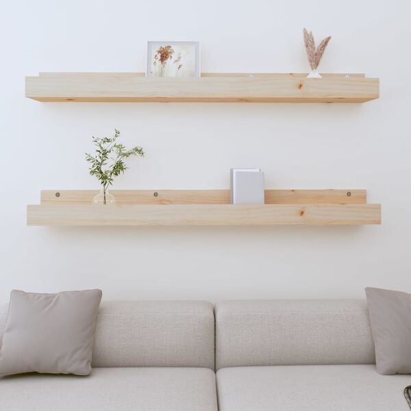 vidaXL &Eacute;tag&egrave;res murales 2 pcs 110x12x9 cm Bois de pin massif