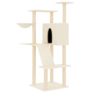 vidaXL Arbre &agrave; chat avec griffoirs en sisal cr&egrave;me 143 cm