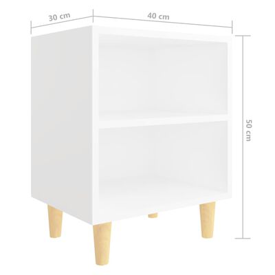 vidaXL Table de chevet avec pieds en bois massif Blanc 40x30x50 cm