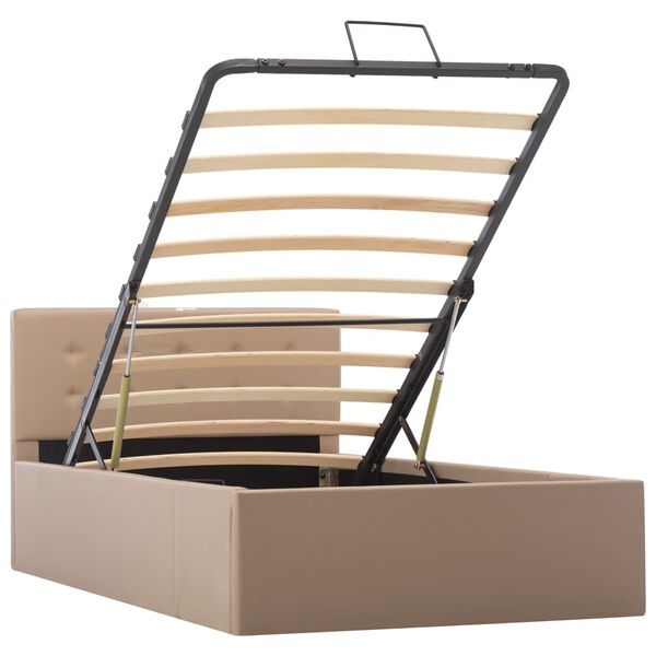 vidaXL Cadre de lit &agrave; stockage Cappuccino Similicuir 100x200cm