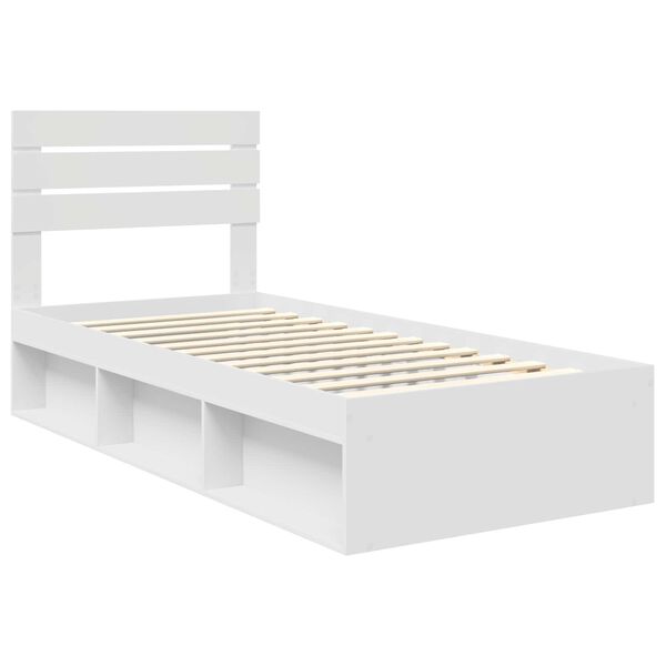 vidaXL Cadre de lit avec t&ecirc;te de lit Blanc 90 x 200 cm Pin massif