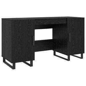 vidaXL Bureau avec porte Ch&ecirc;ne noir 140 x 50 x 75 cm Bois d'ing&eacute;nierie