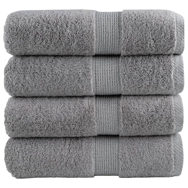 vidaXL Serviettes de toilette premium SOLUND 4 pi&egrave;ces Gris 30 x 30 cm 600 g/m&sup2;