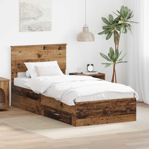 vidaXL Cadre de lit Bois ancien 90 x 190 cm Bois d'ing&eacute;nierie