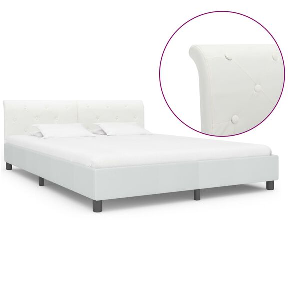 vidaXL Cadre de lit sans matelas blanc similicuir 160x200 cm