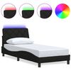 vidaXL Cadre de lit avec LED sans matelas noir 90x190 cm tissu